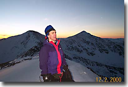 Bill Lhotta on Edwards summit after sunset