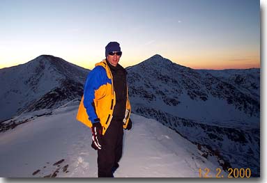 Steve Bremner on Edwards summit after sunset