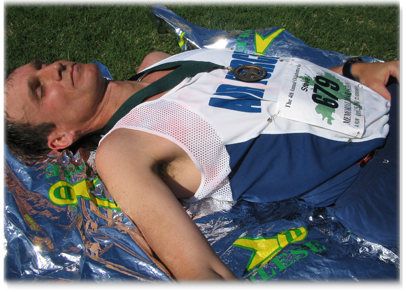 SB at rest following the OK City  Memorial Marathon, April 25th, 2004