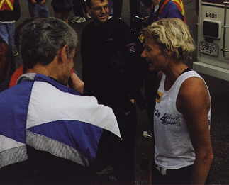 Joyce is interviewed after breaking the record for leg 1